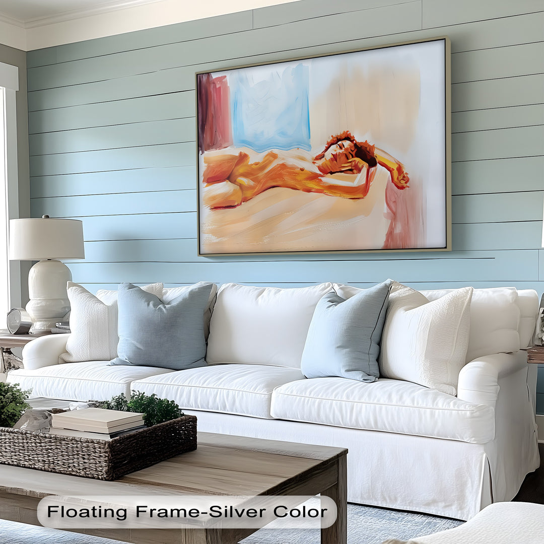 Painted Reverie – Abstract Nude Wall Art | Large Framed Canvas