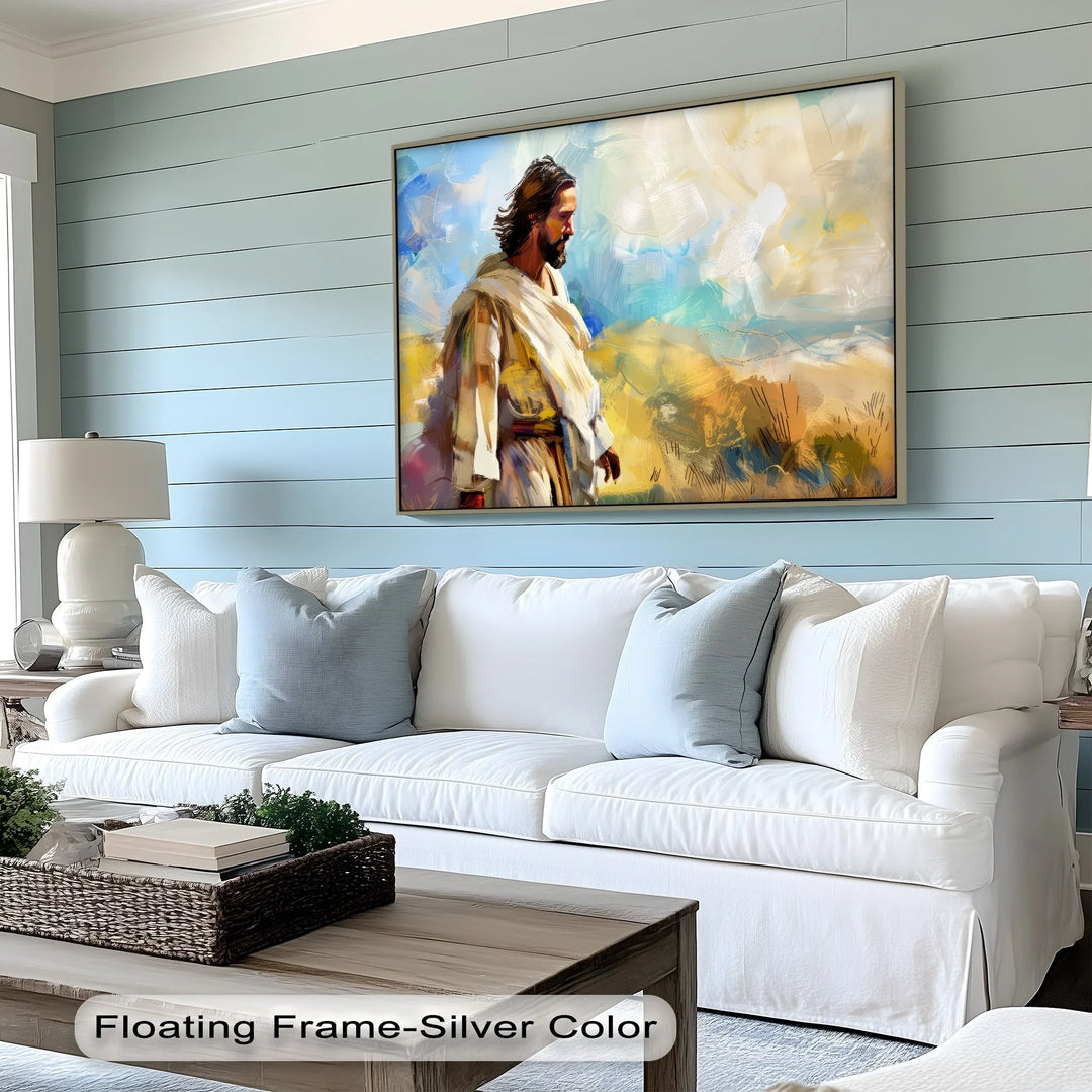 Solitude in Spirit – Abstract Jesus in the Wilderness Canvas Print