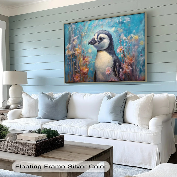 Blossom Companion – Dreamy Penguin Animal Canvas Print - MyPhotoStation