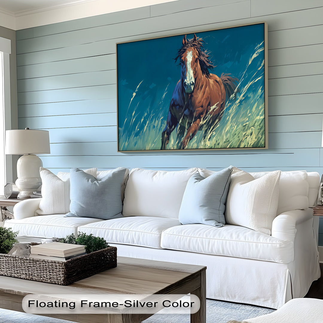 Wildfire Spirit – Galloping Horse in Vibrant Field Canvas Print