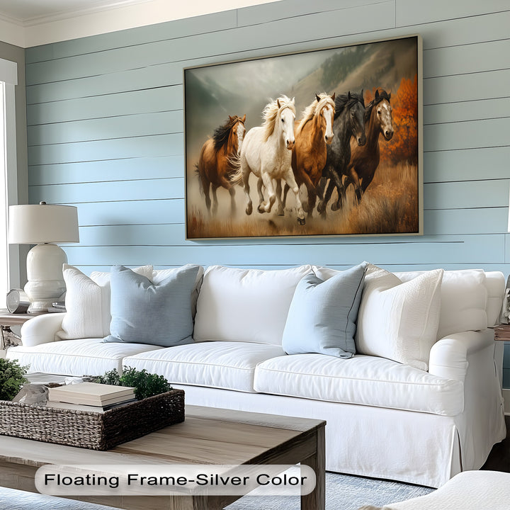 Thundering Freedom – Wild Horses Running in Autumn Canvas Print