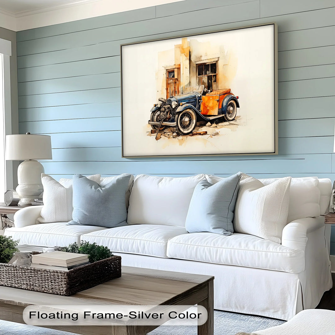 Two-Tone Classic Convertible by Weathered Wall – Car Canvas Print