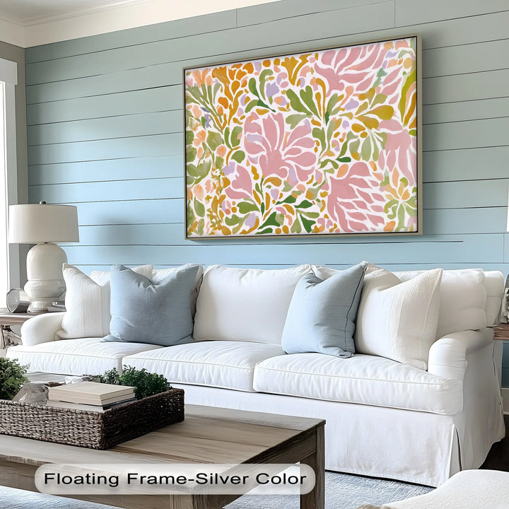 Boho Floral Harmony – Pastel Botanical Pattern Canvas Print - MyPhotoStation