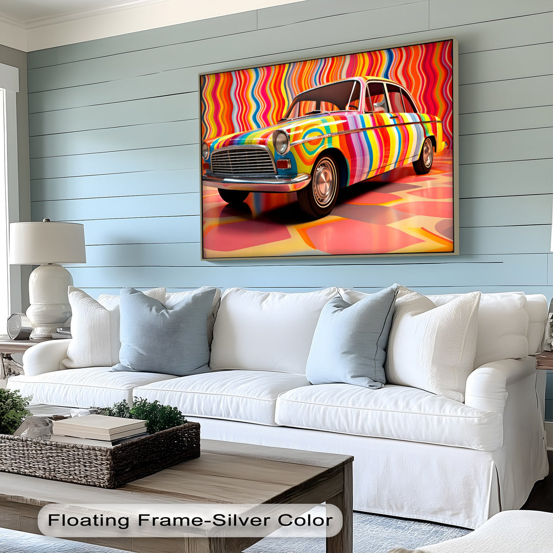 Groovy Wheels – Psychedelic Pop Art Car Canvas Print