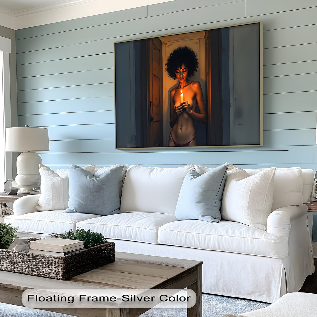 Candlelight Gaze – Dark Moody Erotic Canvas Wall Art | Canvas Artwork