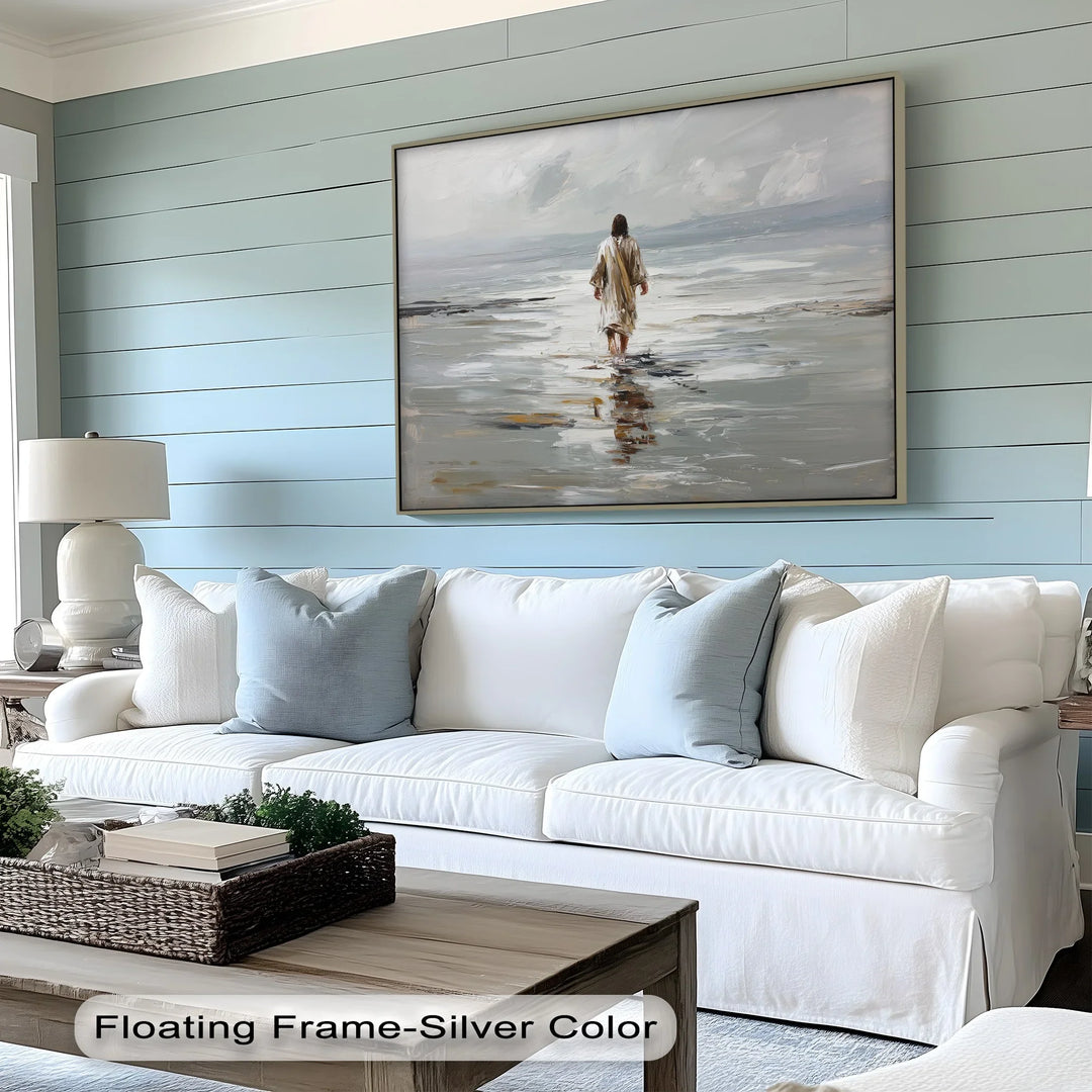 Sacred Solitude – Jesus Walking on the Shore Canvas Print - MyPhotoStation
