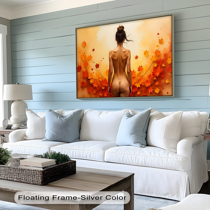 Golden Autumn Nude Back View – Erotic Canvas Wall Art | Framed Art