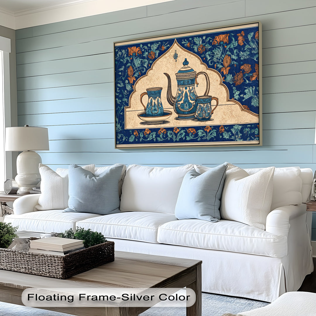 Ornate Blue Tea Set – Persian Canvas Print