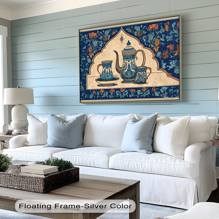 Ornate Blue Tea Set – Persian Canvas Print