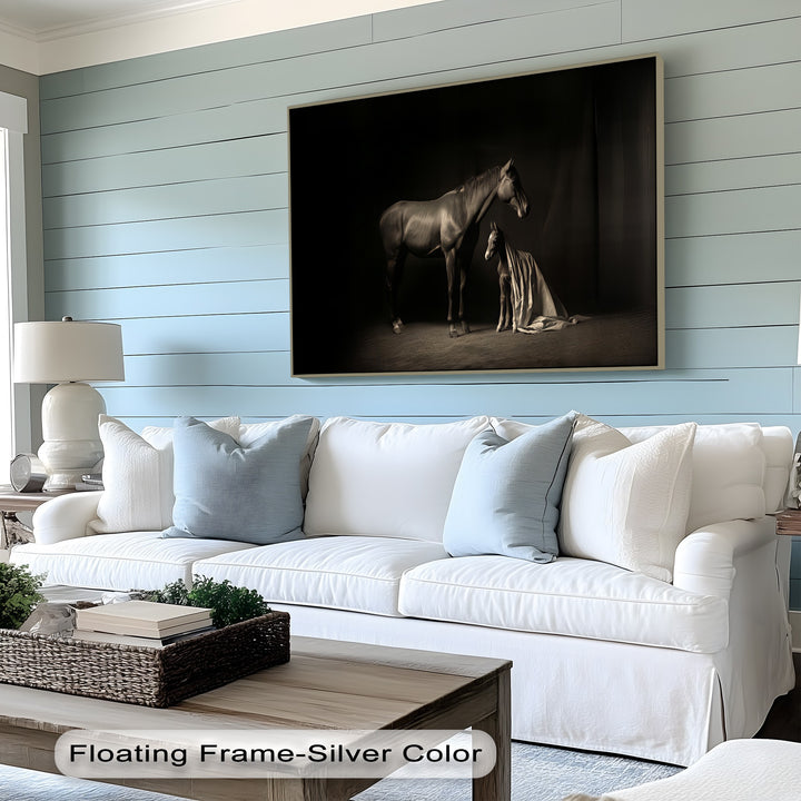 Sacred Bond – Mare and Foal in Gentle Light Canvas Print