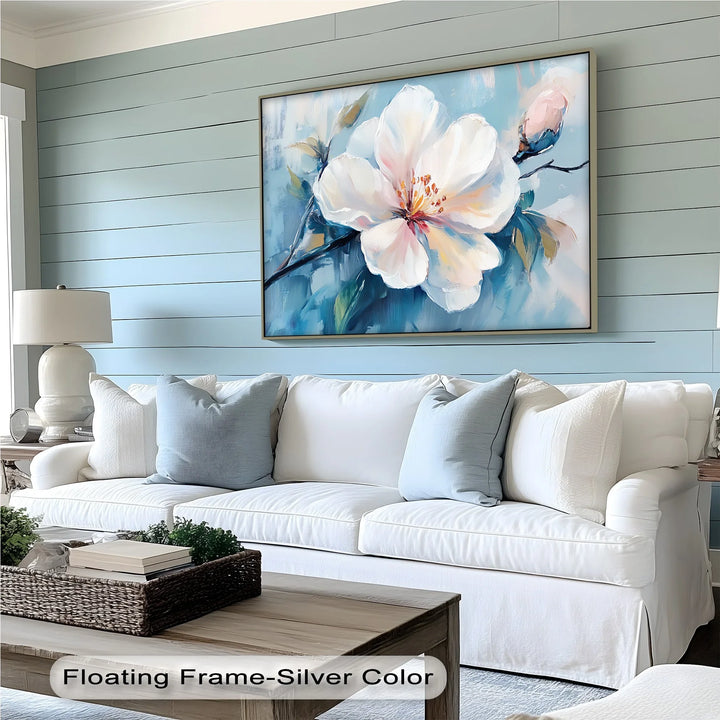 Blossom in Blue Haze – White Petal Flower on Sky Canvas Prints - MyPhotoStation