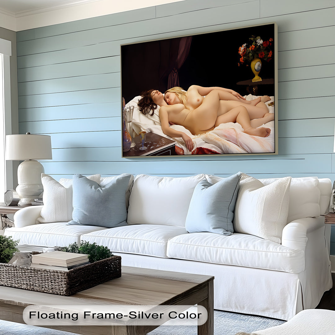 Lovers in Repose – Erotic Couple Canvas Print | Horizontal Bedroom Art