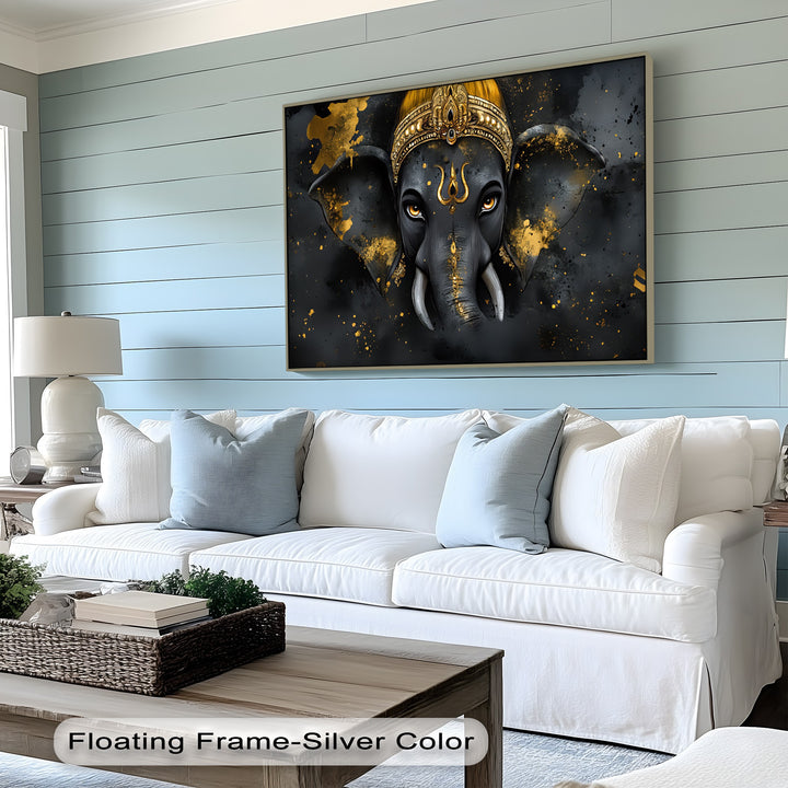 Divine Majesty – Lord Ganesha with Golden Accents Canvas Print