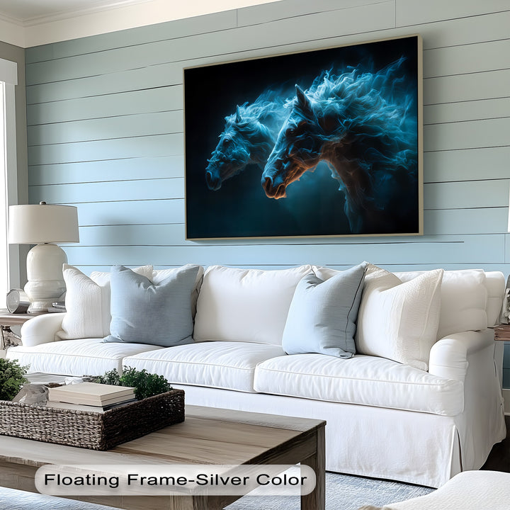 Electric Spirits – Glowing Horse Duo Abstract Canvas Print