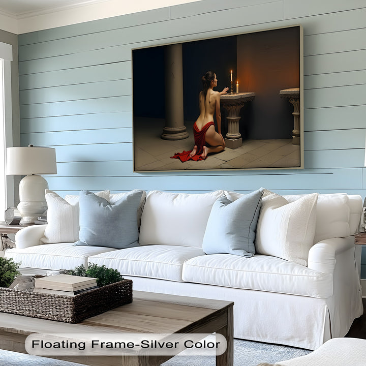 Sacred Ember – Erotic Candlelight Prayer Canvas Wall Art | Big Canvas