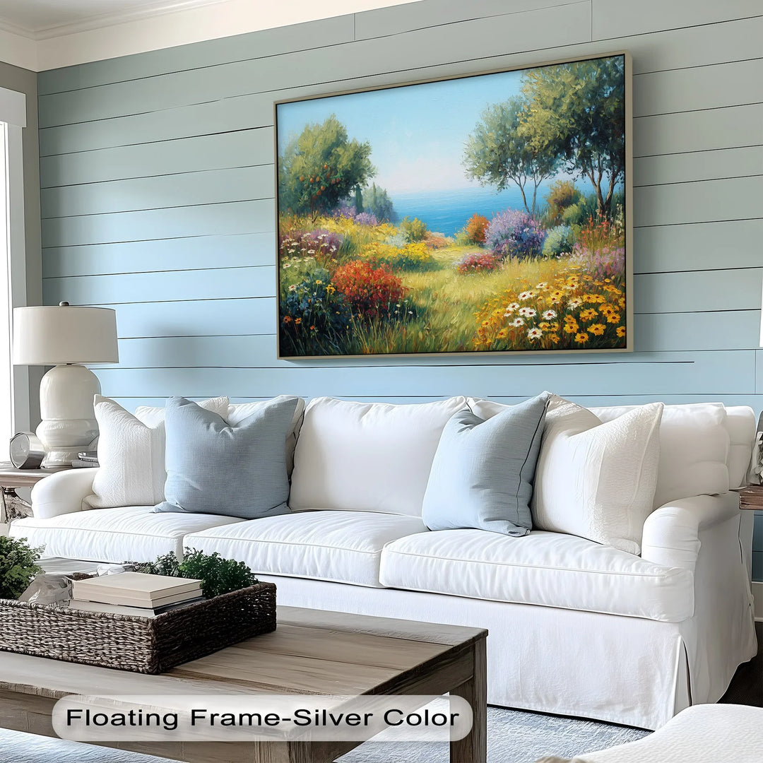 Mediterranean Bloom – Vibrant Floral Seascape Canvas Print - MyPhotoStation