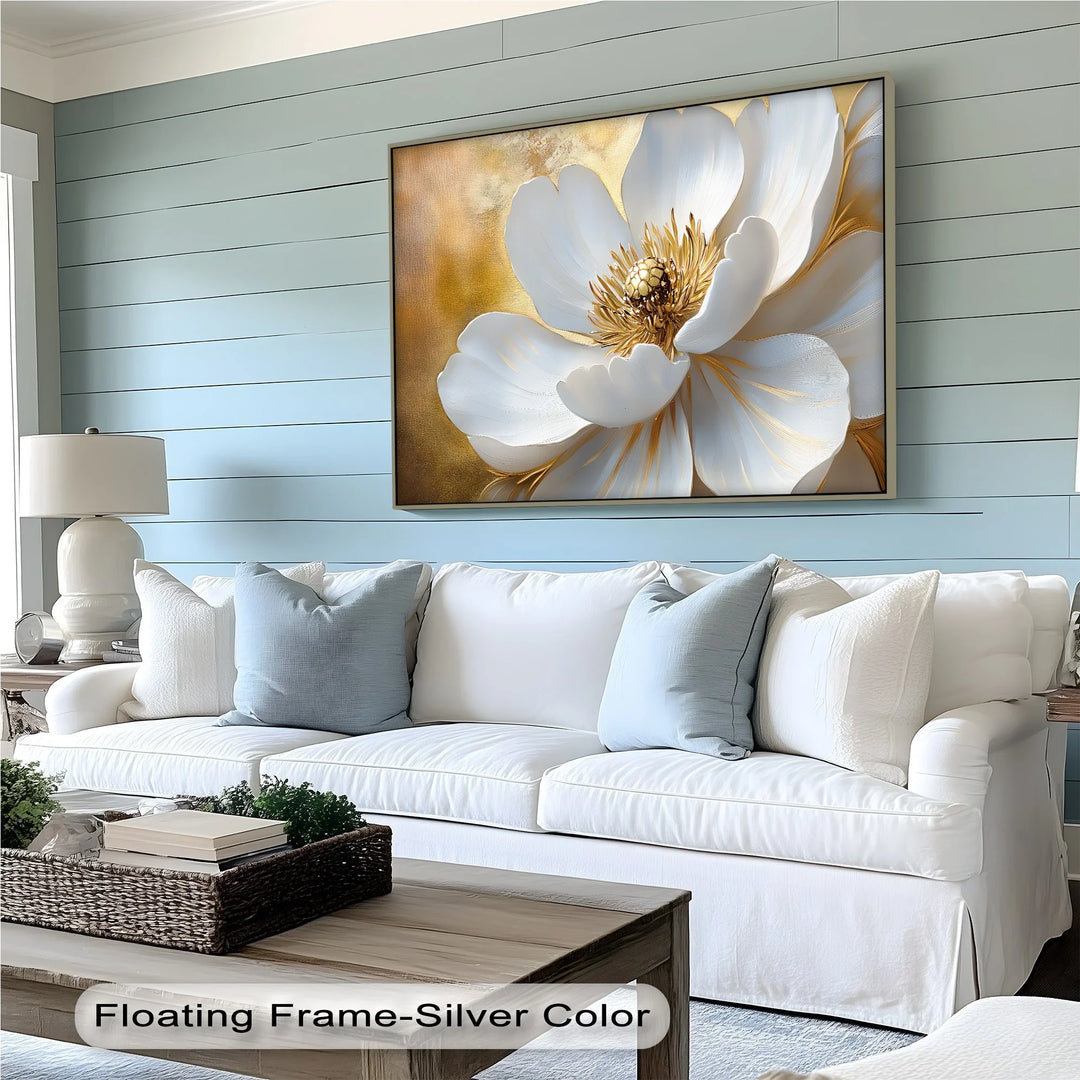 Golden Bloom – White Petal Canvas Print - MyPhotoStation