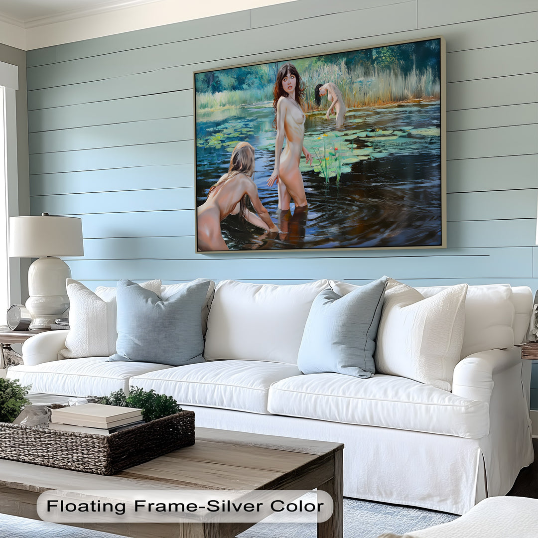 Water Lilies and Whispers – Nude Erotic Canvas Wall Art | Sexy Art