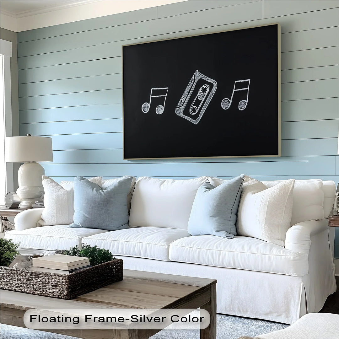 Retro Cassette Tape Chalk Drawing – Blackboard Music Canvas Prints - MyPhotoStation
