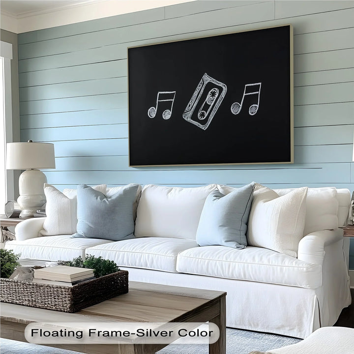Retro Cassette Tape Chalk Drawing – Blackboard Music Canvas Prints - MyPhotoStation