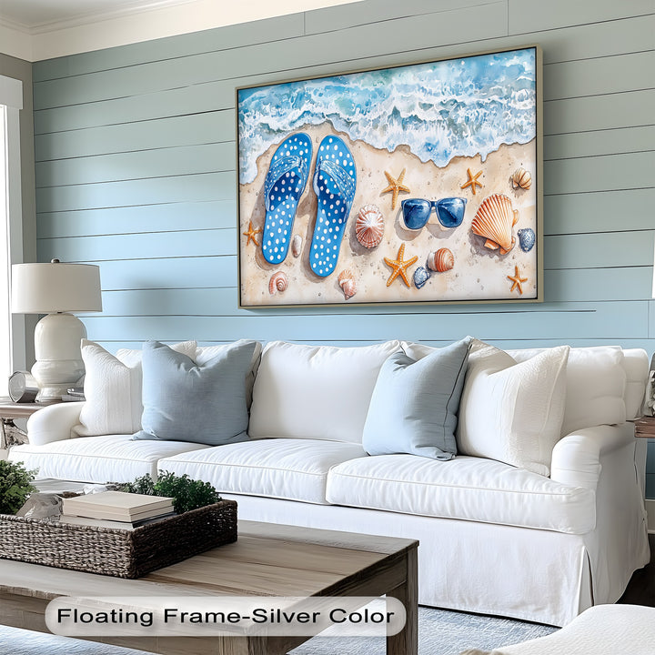 This vibrant summer beach artwork is full of life, evoking barefoot walks and sea breezes—perfect for brightening up any wall.

