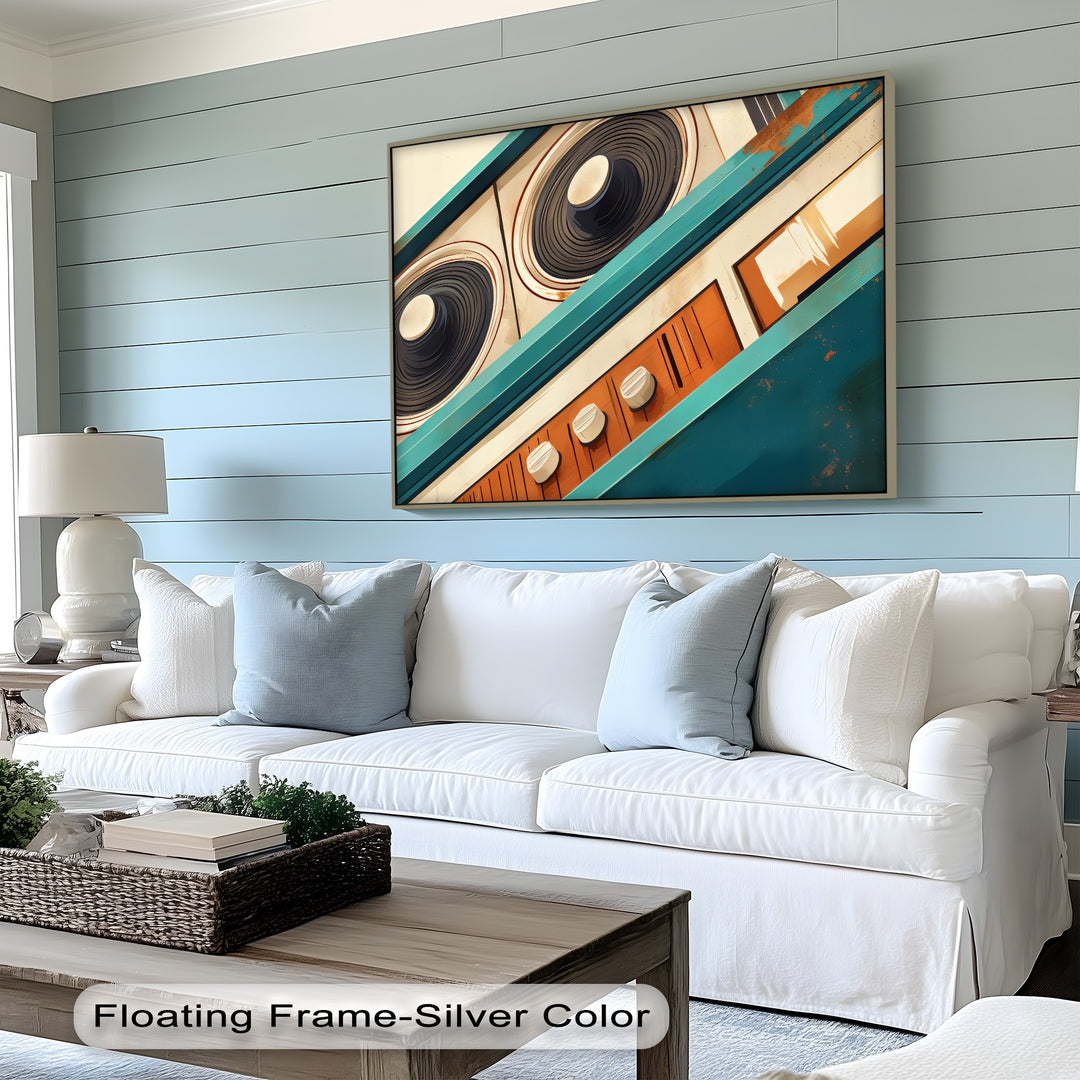 Tilted Frequency – Abstract Retro Stereo Close-Up Canvas Print