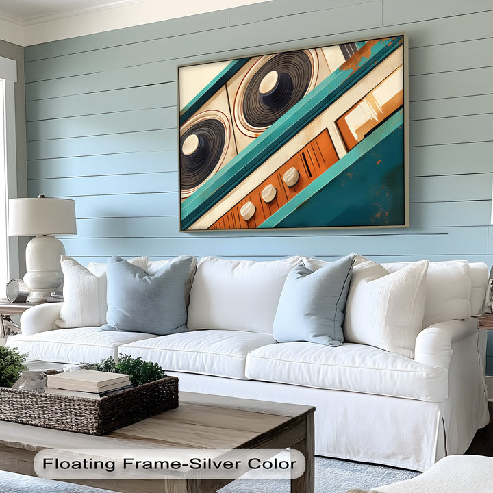 Tilted Frequency – Abstract Retro Stereo Close-Up Canvas Print