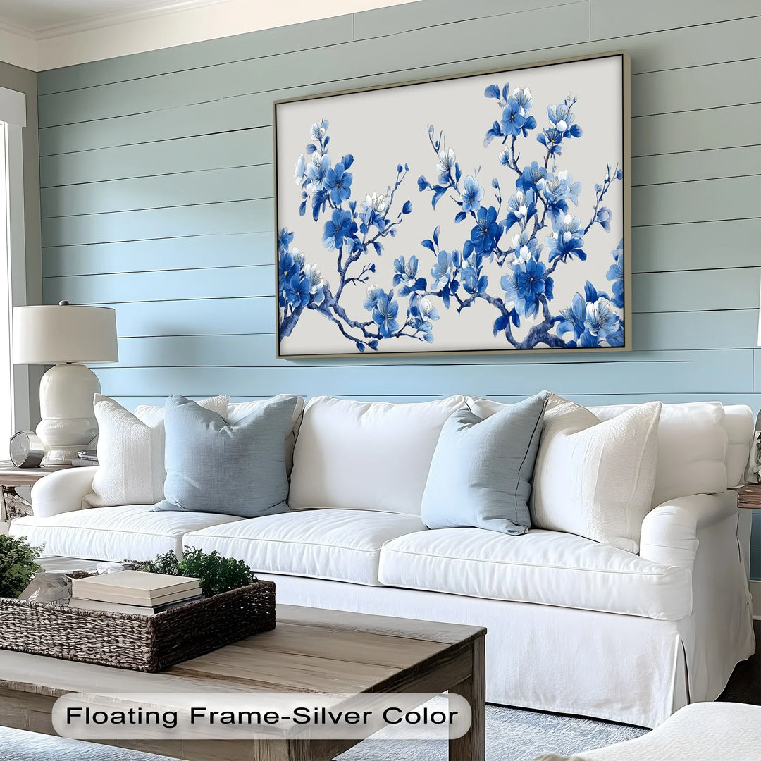Blue Blossom Harmony – Cherry Flower Branch Canvas Print - MyPhotoStation