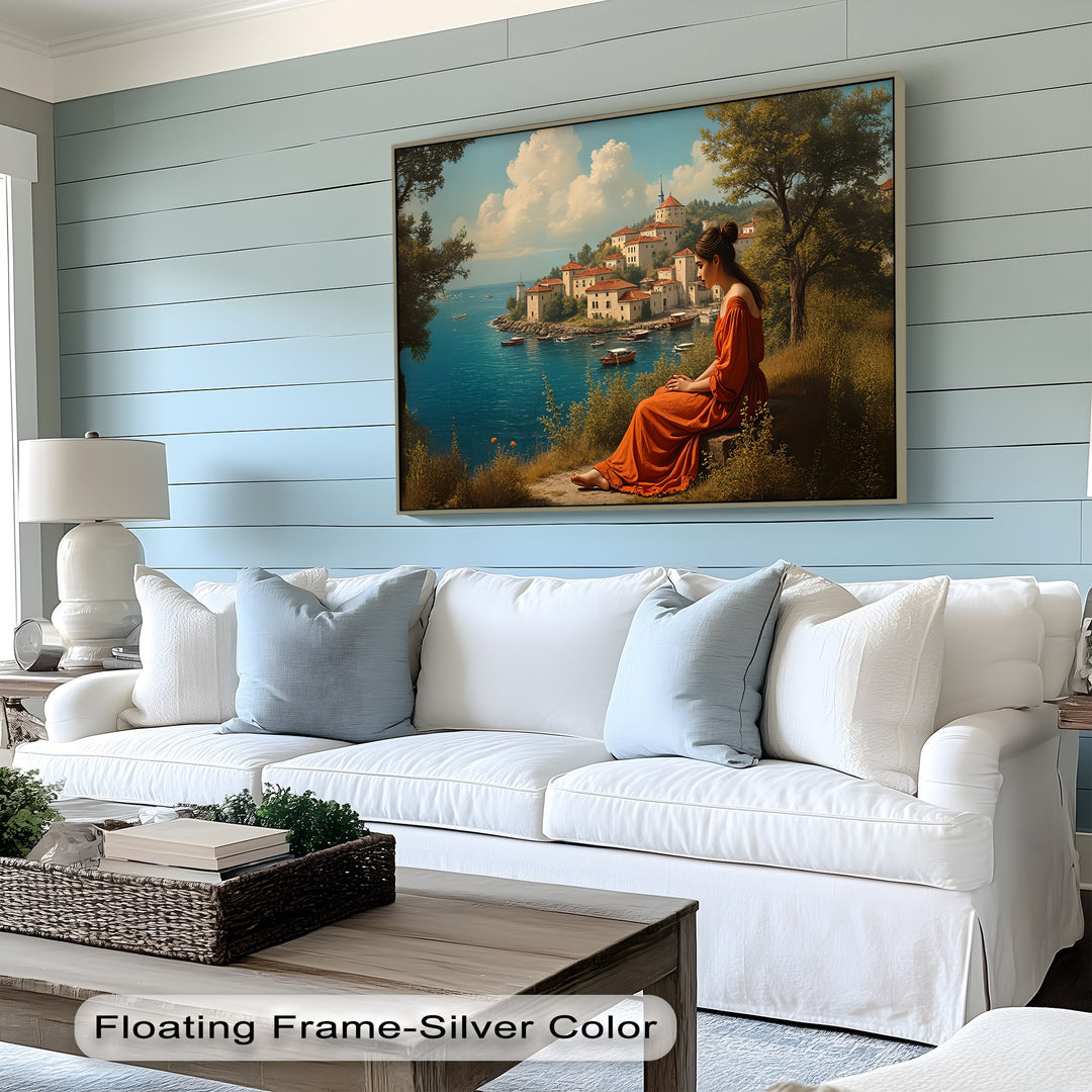 Mediterranean Muse – Seaside Village Canvas Wall Art | Large Canvas Art