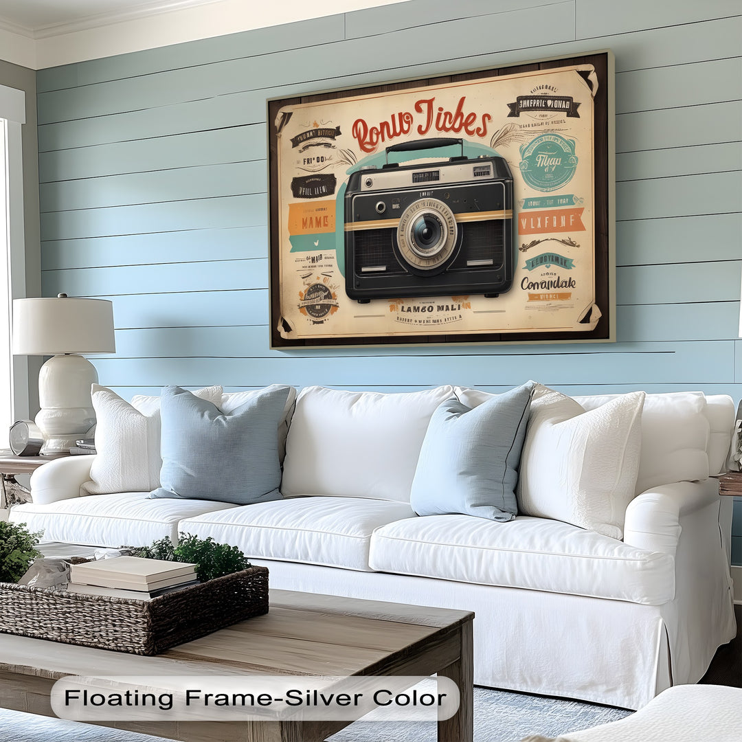Retro Focus – Vintage Camera with Typography Collage Canvas Print