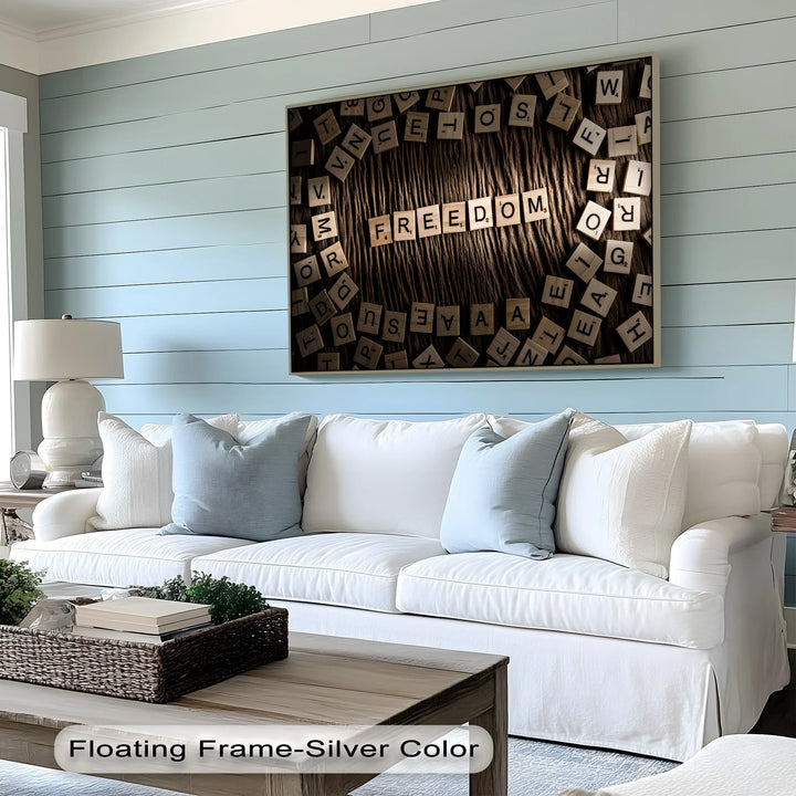 Freedom in Letters – Scrabble-Inspired Motivational Canvas Print