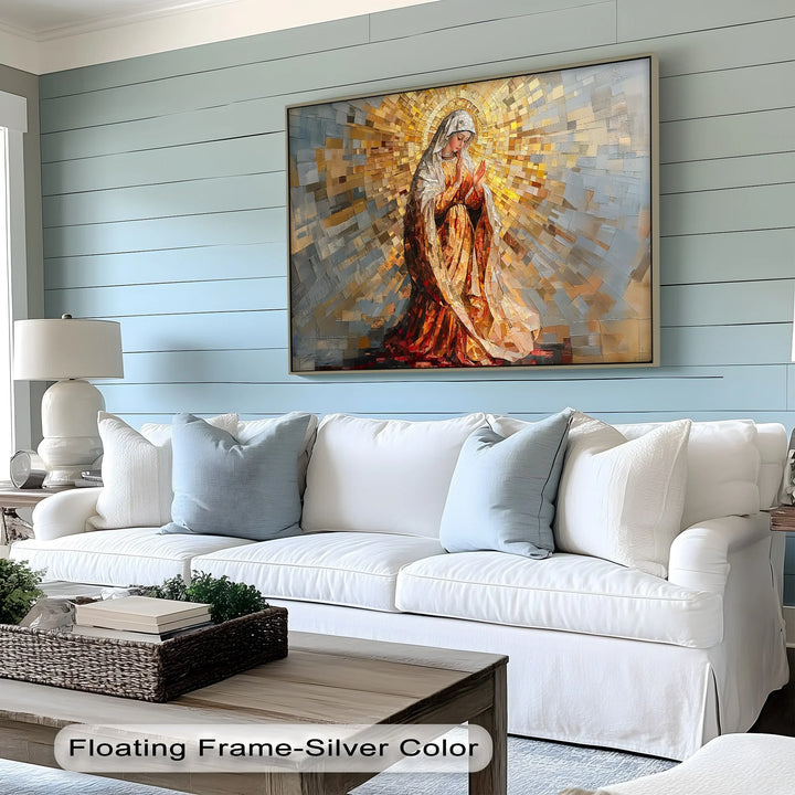 Radiant Grace – Virgin Mary Mosaic Style Canvas Print - MyPhotoStation