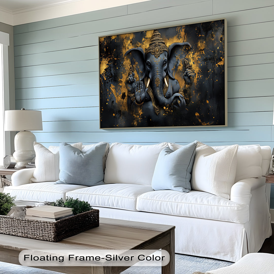 Sacred Guardian – Lord Ganesha with Four Arms Canvas Print