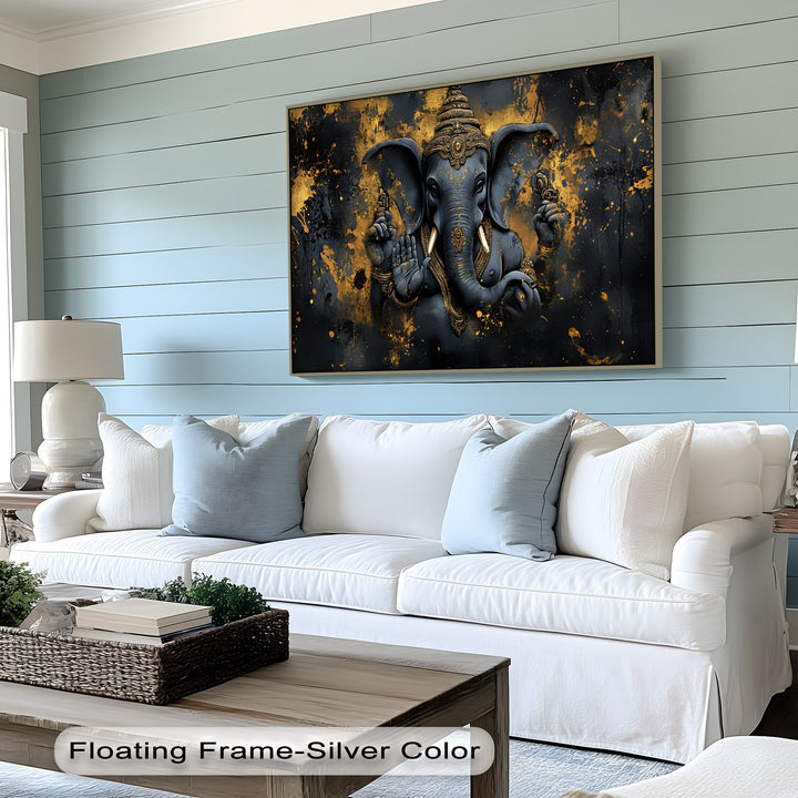 Sacred Guardian – Lord Ganesha with Four Arms Canvas Print