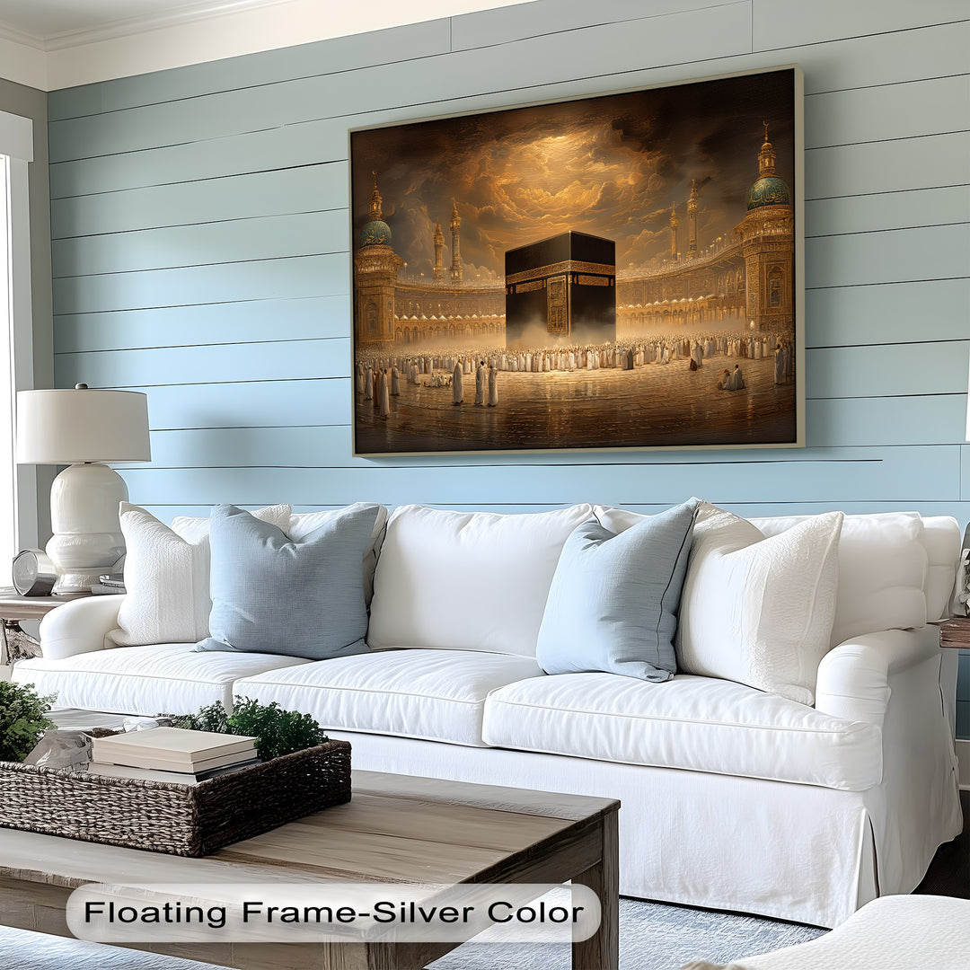 Divine Light Over the Kaaba – Islamic Holy Site Canvas Print