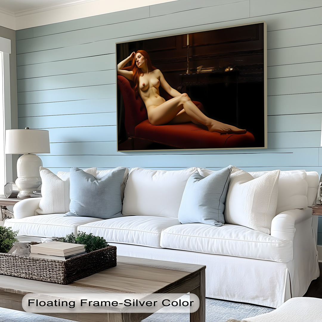 Velvet Reverie – Nude Redhead Erotic Canvas Wall Art | Naked Art