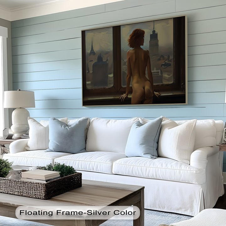 City of Silence – Nude Window Scene Canvas Print | Sexy Art