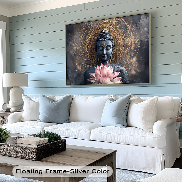 Enlightened Serenity – Buddha with Lotus Flower Canvas Print