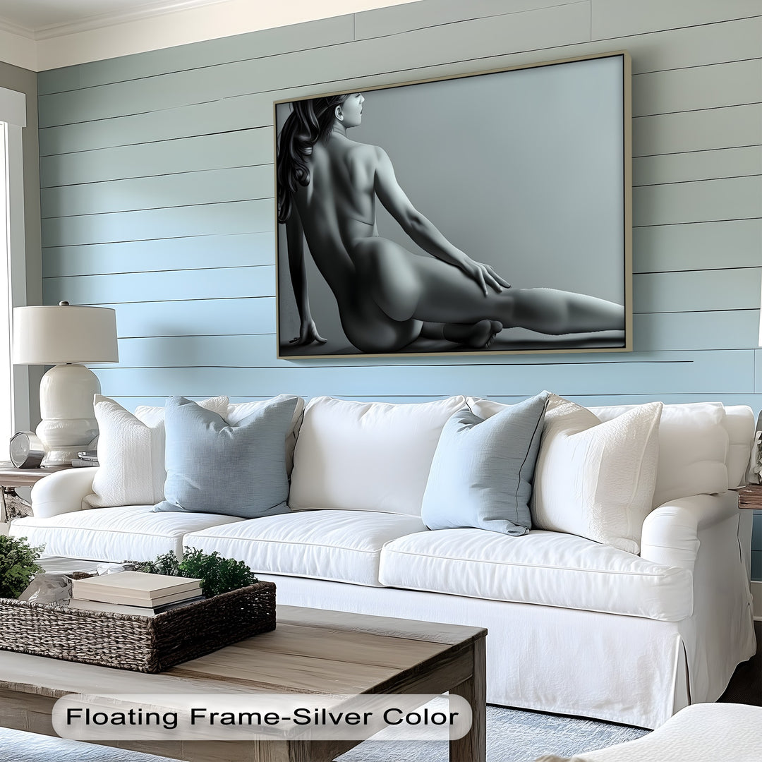 Sculpted Shadows – Black Abstract Framed Canvas Print | Sexy Art