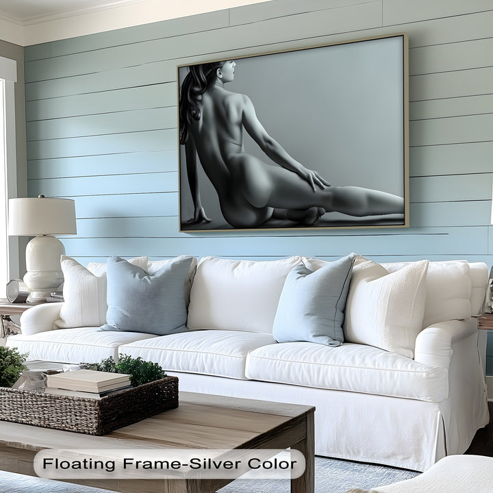 Sculpted Shadows – Black Abstract Framed Canvas Print | Sexy Art