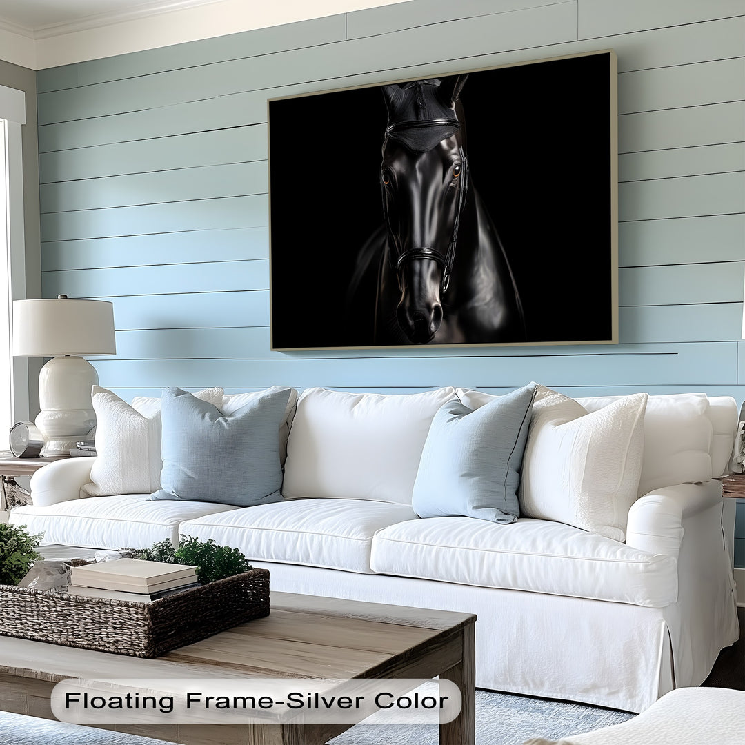 Noir Elegance – Black Horse Portrait Canvas Print