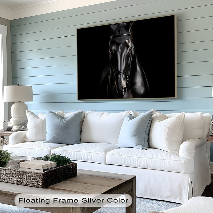 Noir Elegance – Black Horse Portrait Canvas Print