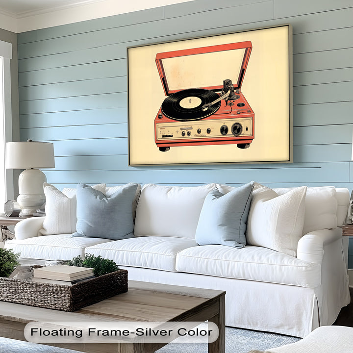 Crimson Vinyl Nostalgia – Retro Turntable Canvas Print