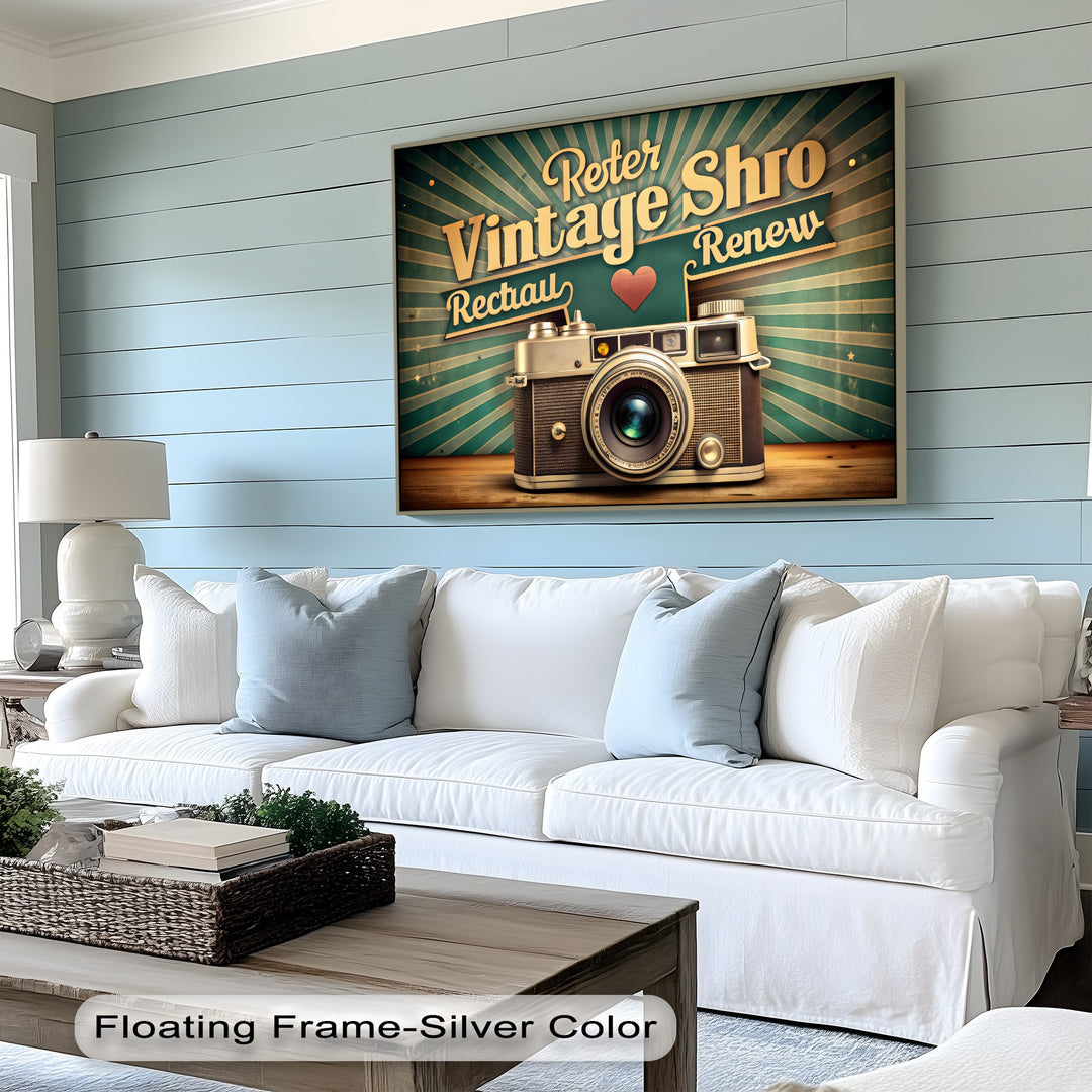 Vintage Camera with Radiant Typography - Retro Canvas Print