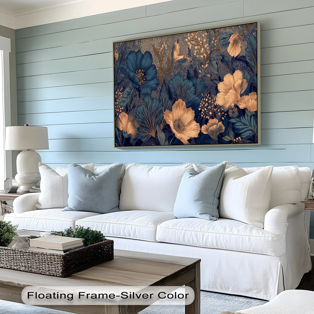Midnight Garden in Gold and Teal – Canvas Print - MyPhotoStation