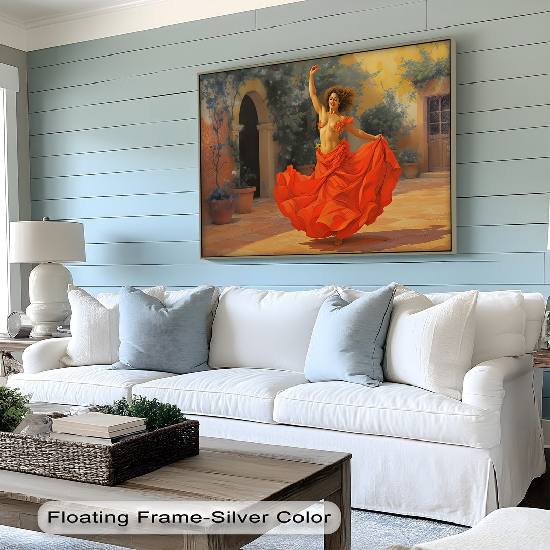 Dancing Woman in Red Skirt – Erotic Canvas Wall Art | Abstract Art