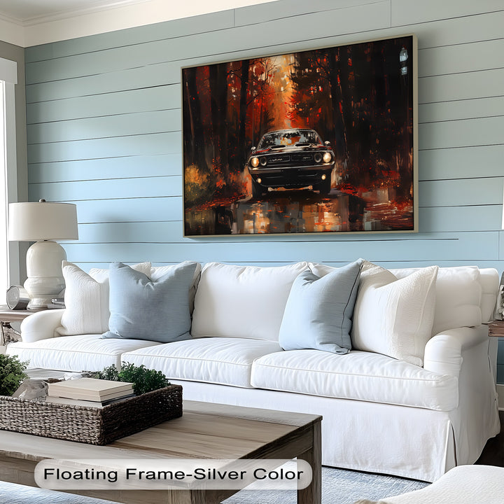 Dodge Challenger in Autumn Forest – Car Canvas Print