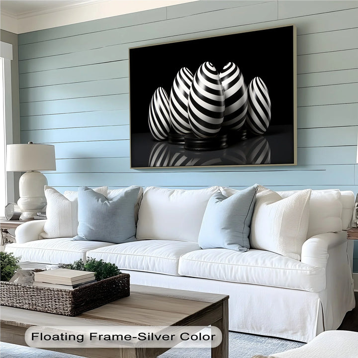 Modern Spiral Egg Pattern – Black & White Canvas Print - MyPhotoStation