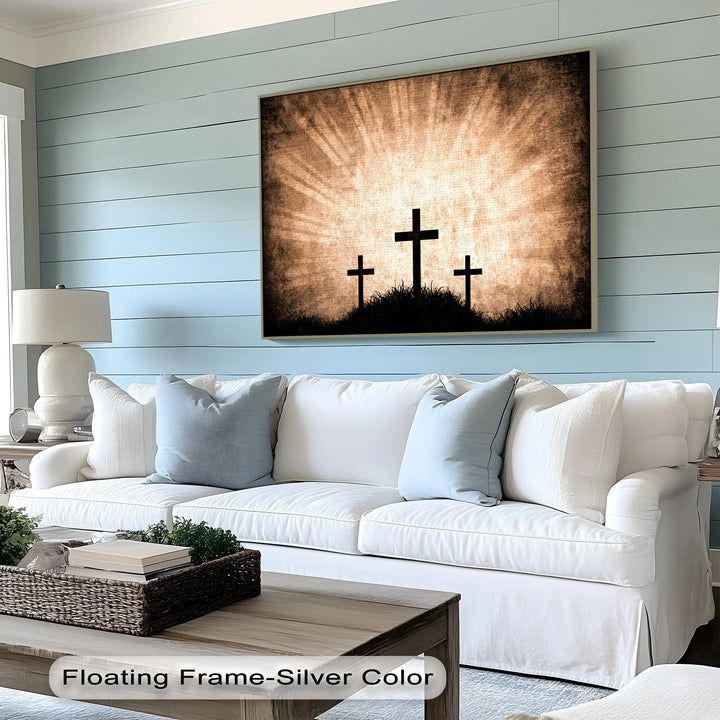 Three Crosses at Calvary – Rustic Faith Canvas Print