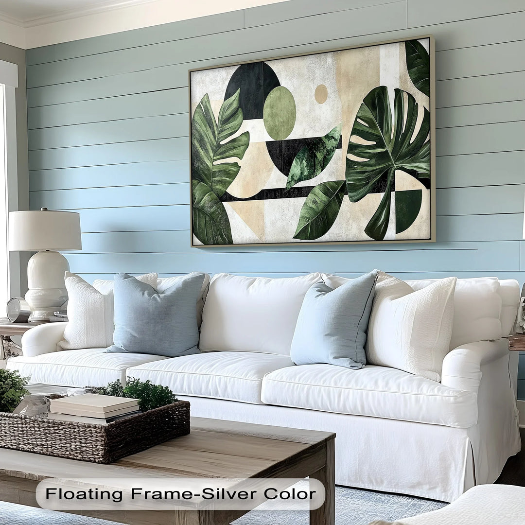 Tropical Geometry – Modern Monstera Leaf Canvas Print - MyPhotoStation